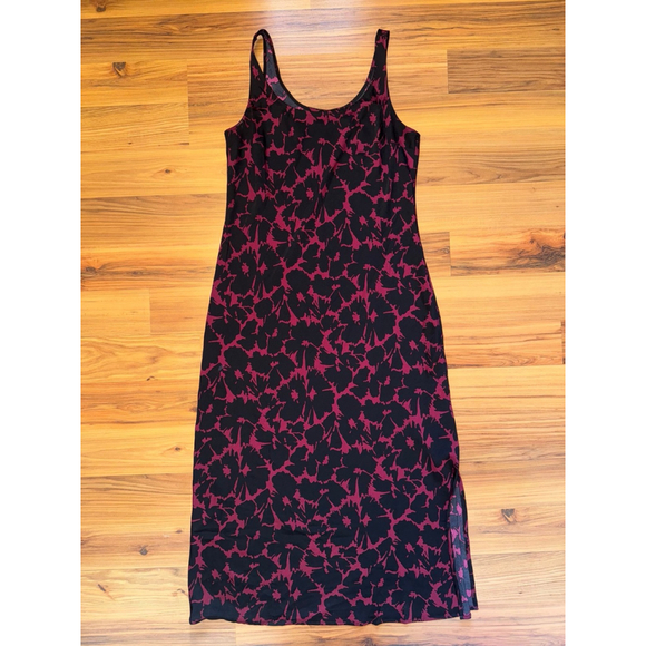 GAP Black Red Floral Maxi Slip Dress Y2K Goth Grunge Size S - Picture 3 of 8